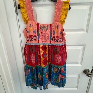 Colorful Embroidered Sleeveless Dress